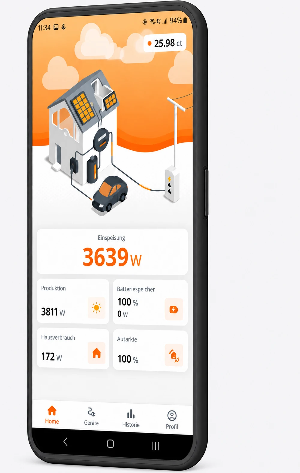 Instinct App-Konzept in Galvanek-Orange