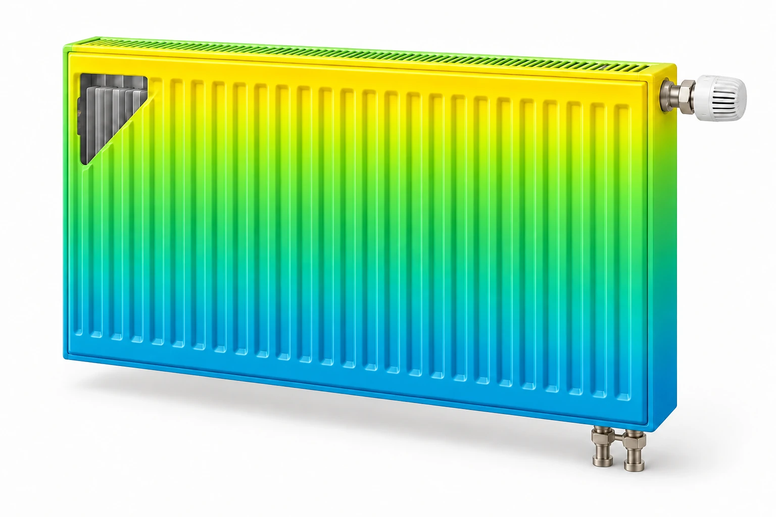 Schematische Wärmeverteilung am gleichen Plattenheizkörper