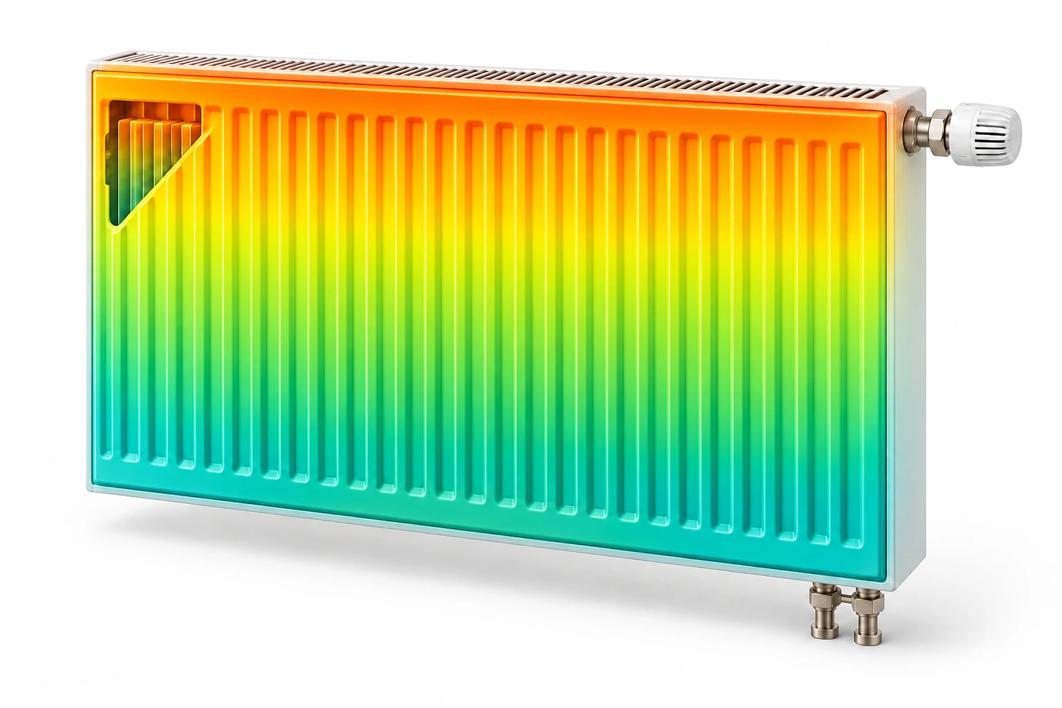 Schematische Wärmeverteilung am gleichen Plattenheizkörper