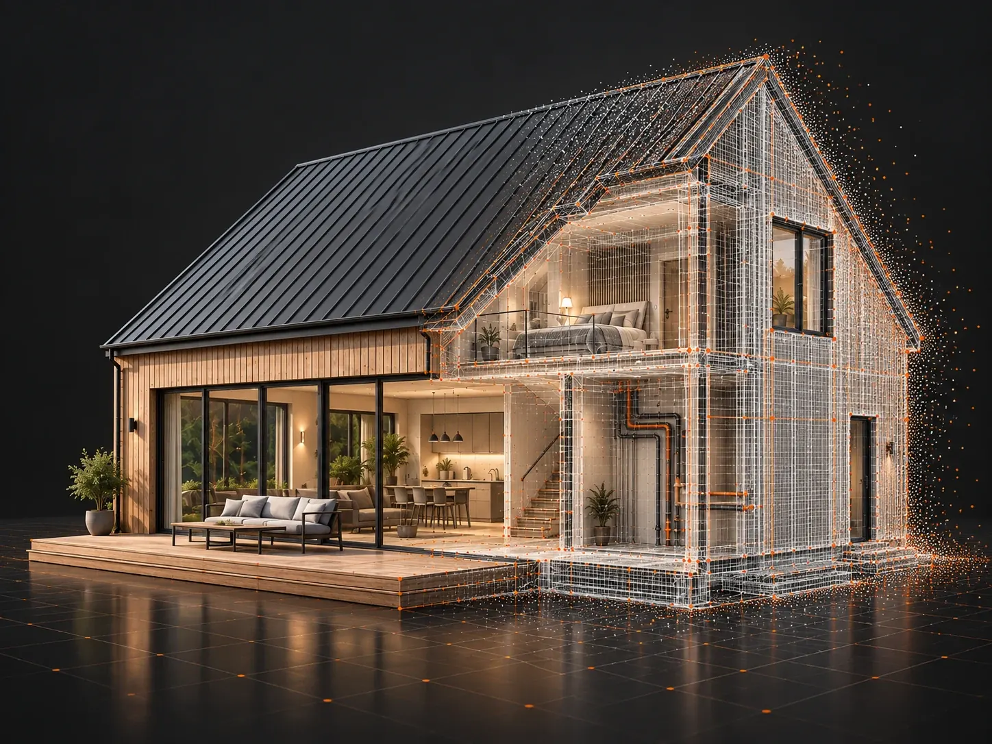 Freigegebener ThermoCheck-Digital-Twin des Galvanek-Hauses als schematische Scanansicht vor Modernisierung